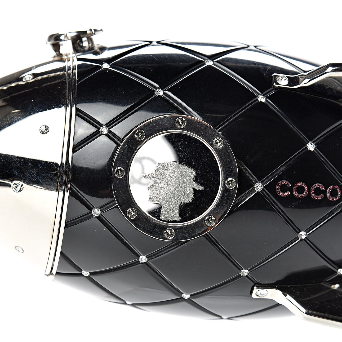 Plexiglass Crystal Rocket Ship Minaudière Clutch Black