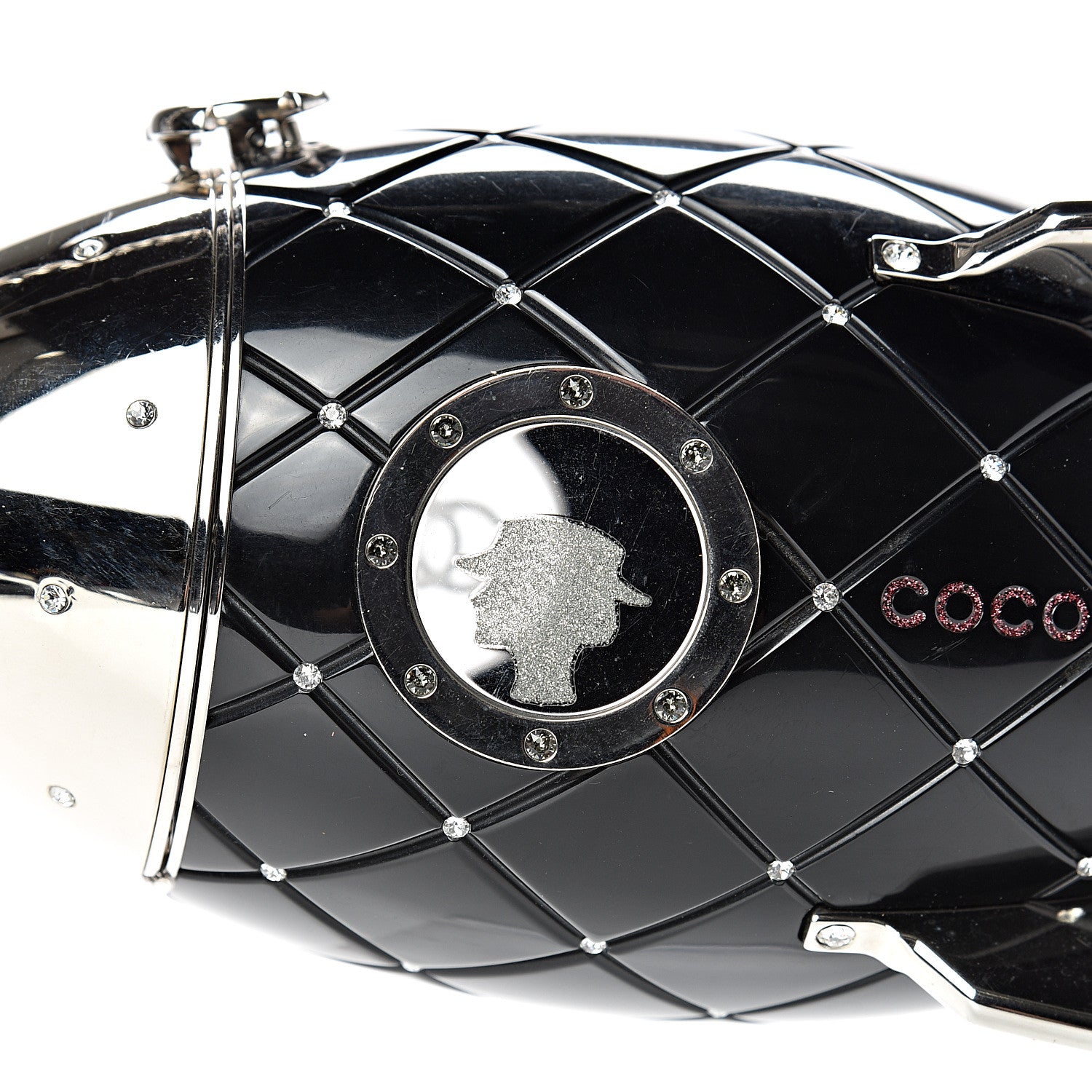 Chanel Plexiglass Crystal Rocket Ship Minaudière Clutch Black 9 of 10