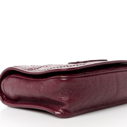 Saint Laurent Crinkled Calfskin Matelasse Monogram Niki Chain Wallet Dark Legion Red 9 of 11