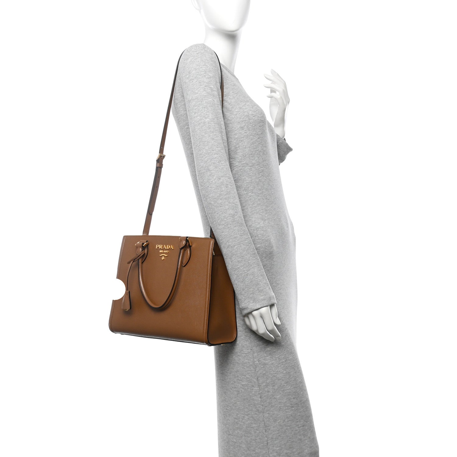 Prada Saffiano Soft Calfskin Large Tote Cannella 2 of 13