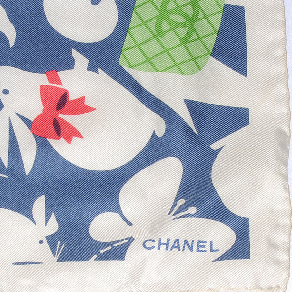 Chanel Silk Baby Animals Scarf Blue 3 of 5