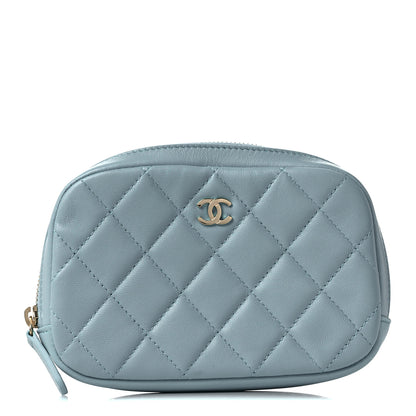 Chanel Lambskin Quilted Small Curvy Pouch Cosmetic Case Light Blue 1 of 9