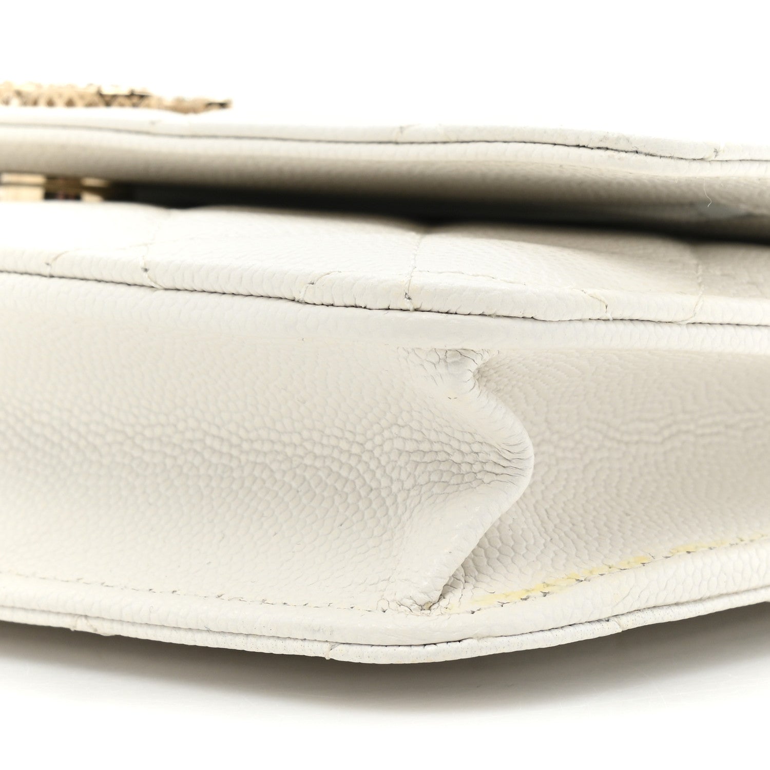 Chanel Shiny Caviar Quilted Strass Wallet On Chain WOC White 10 of 12