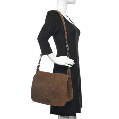 Chanel Nubuck Stitched Highlander Messenger Brown 2 of 17