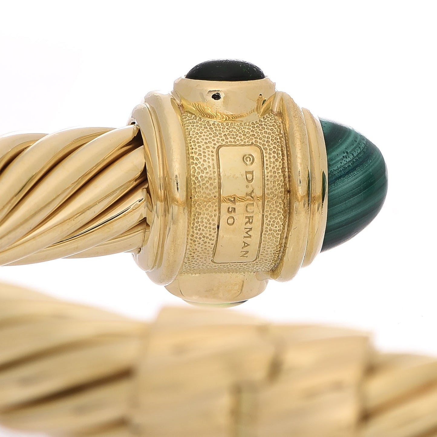 18K Yellow Gold Malachite Chrome Diopside 10mm Renaissance Cable Bracelet