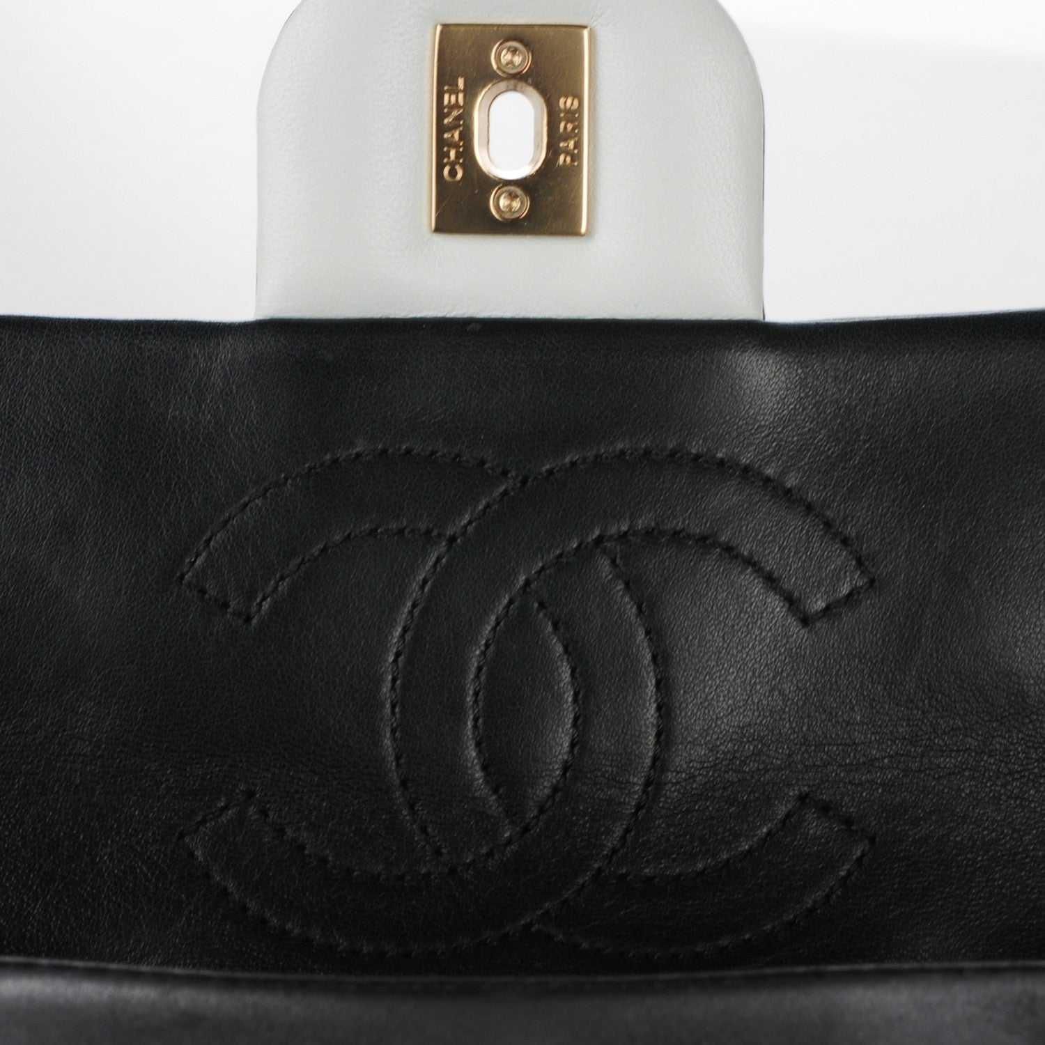 Chanel Lambskin Quilted Small Graphic Flap White Black 8 of 9