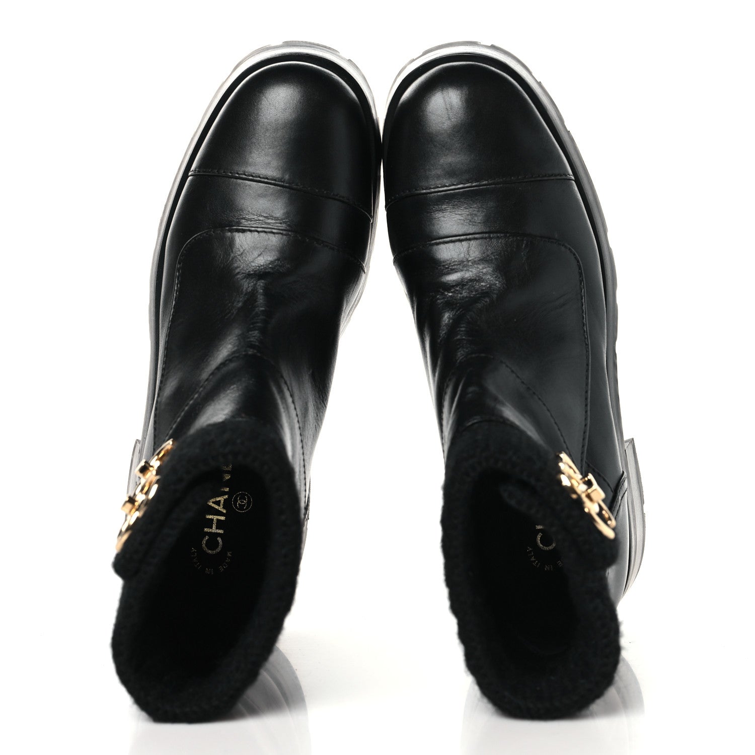 Chanel Calfskin Knit CC Short Boots 41 Black 1818546 – FASHIONPHILE