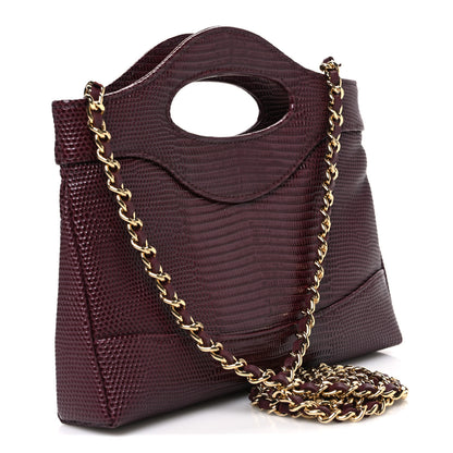 Chanel Lizard Embossed Calfskin Quilted Nano 31 Shopping Bag Burgundy 3 of 11