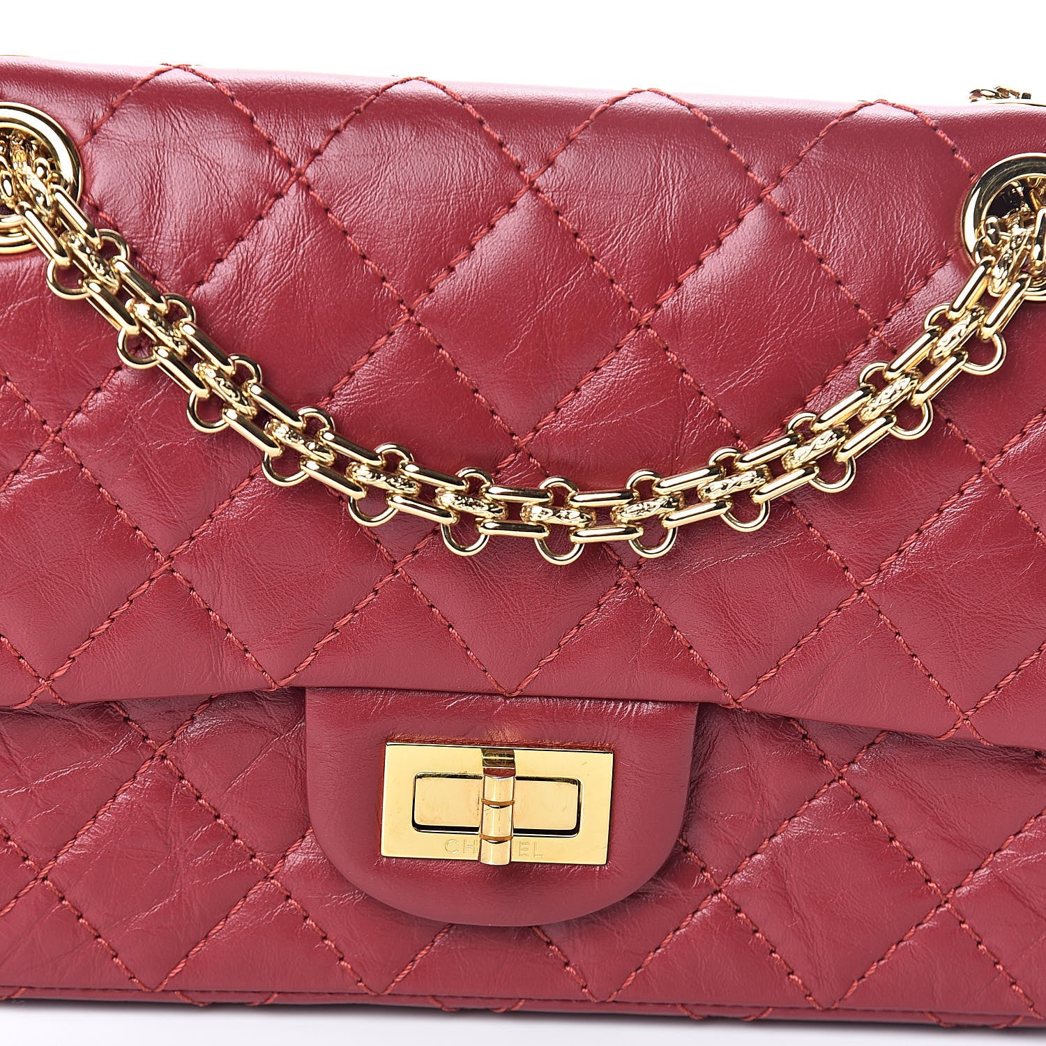 Chanel Aged Calfskin Quilted 2.55 Reissue Mini Flap Red 8 of 10