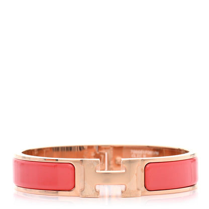 Hermes Enamel Narrow Clic Clac H Bracelet PM Rouge Corail 1 of 5