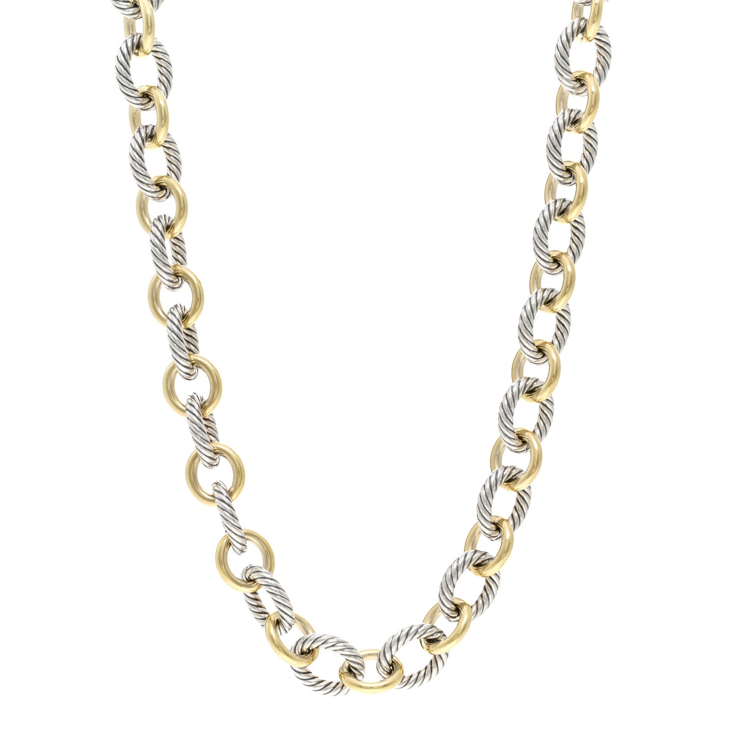 Sterling Silver 18K Yellow Gold 12mm Large Oval Link Necklace