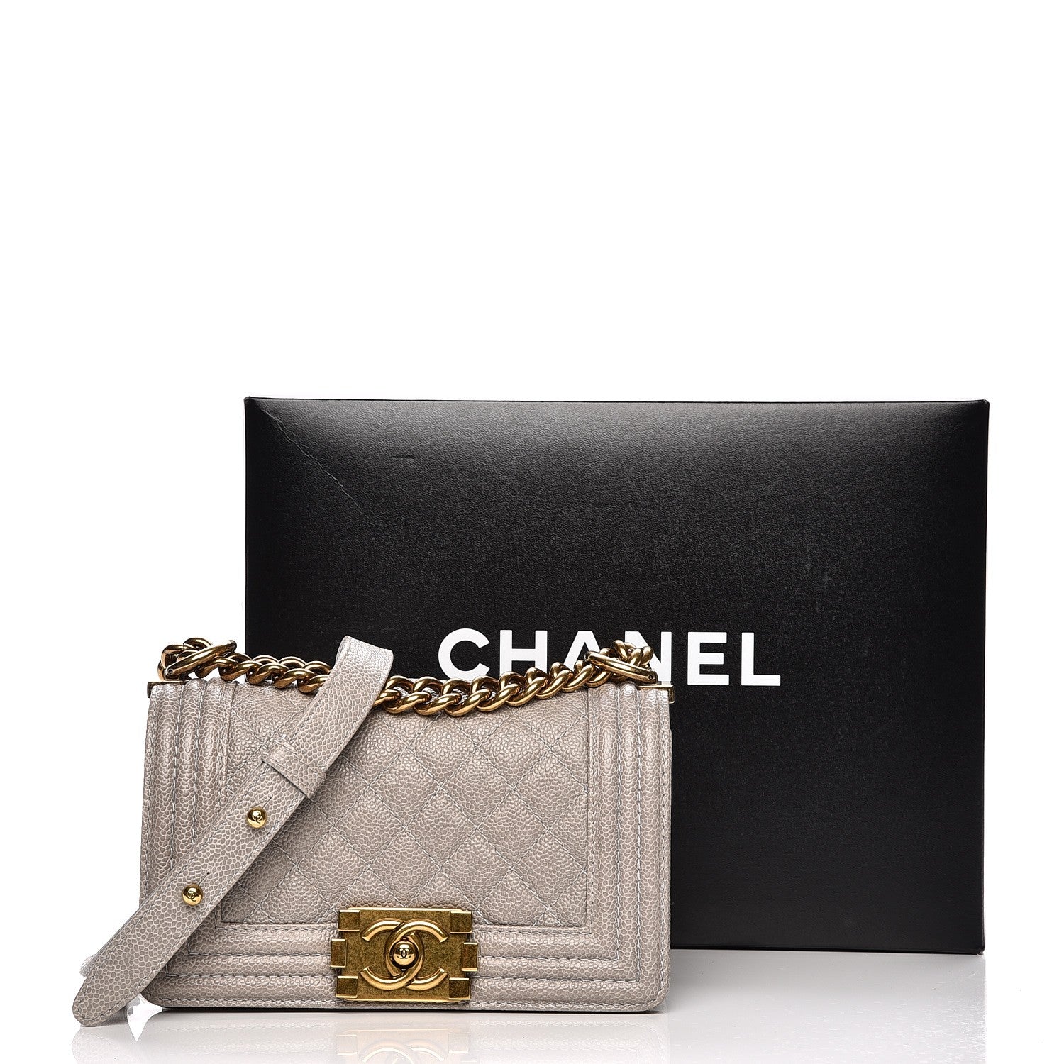 Chanel Caviar Quilted Small Boy Flap Light Grey 8 of 8