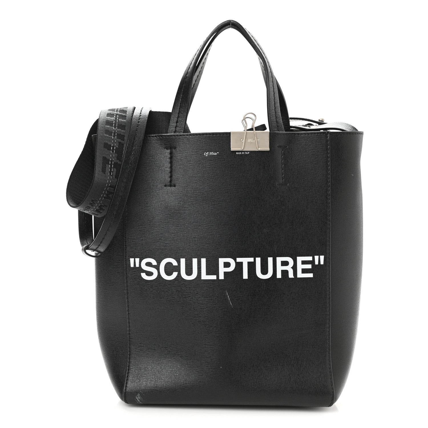 Off-White Calfskin Sculpture Tote Bag Black 3 of 9