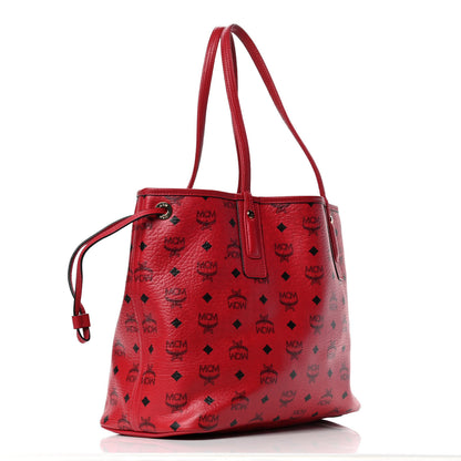 MCM Visetos Medium Liz Reversible Shopper Tote Ruby Red 3 of 5