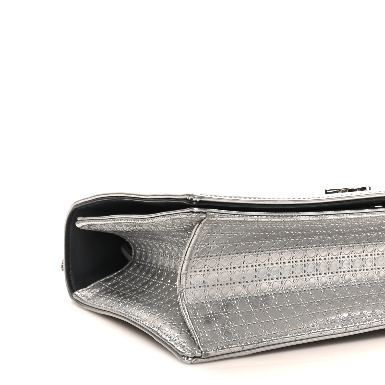 Christian Dior Metallic Patent Micro-Cannage Medium Diorama Flap Bag Silver 8 of 9