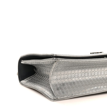 Christian Dior Metallic Patent Micro-Cannage Medium Diorama Flap Bag Silver 8 of 9