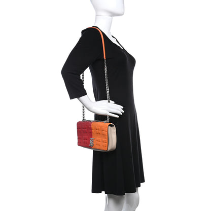 Burberry Lambskin Quilted Small Lola Bag Bright Red Orange 2 of 12