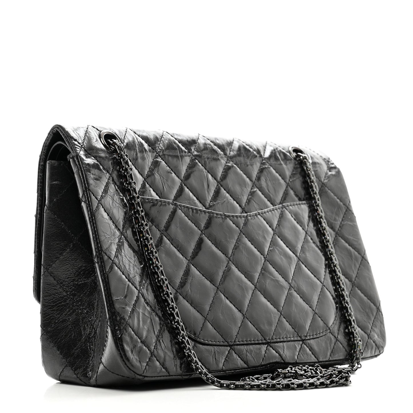 Glazed Aged Calfskin Quilted 2.55 Reissue 227 Flap So Black
