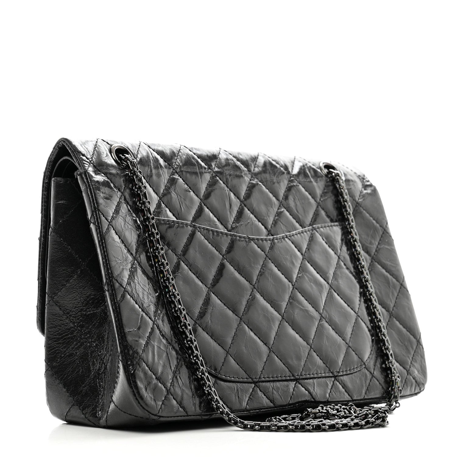 Chanel Glazed Aged Calfskin Quilted 2.55 Reissue 227 Flap So Black 3 of 10