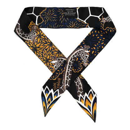 Hermes Silk Three Graces Twilly Black Gold Taupe 1 of 5