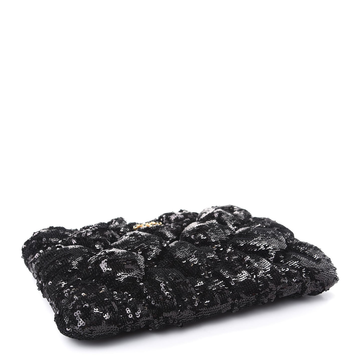 Sequins Quilted Large Chanel 19 Pouch Black