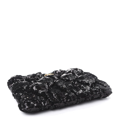 Chanel Sequins Quilted Large Chanel 19 Pouch Black 4 of 8