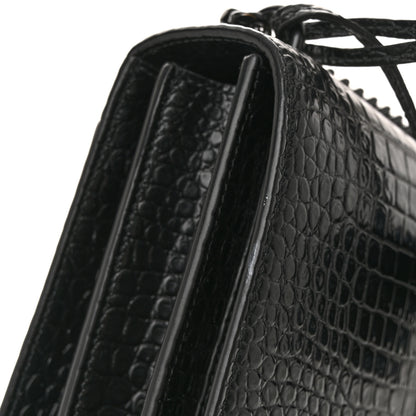 Saint Laurent Calfskin Crocodile Embossed Medium Monochrome Monogram Sunset Black 11 of 12