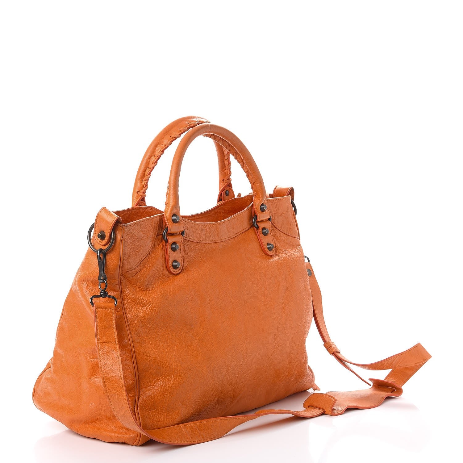 Balenciaga Agneau Classic Hardware Velo Tote Bag Tangerine 4 of 12