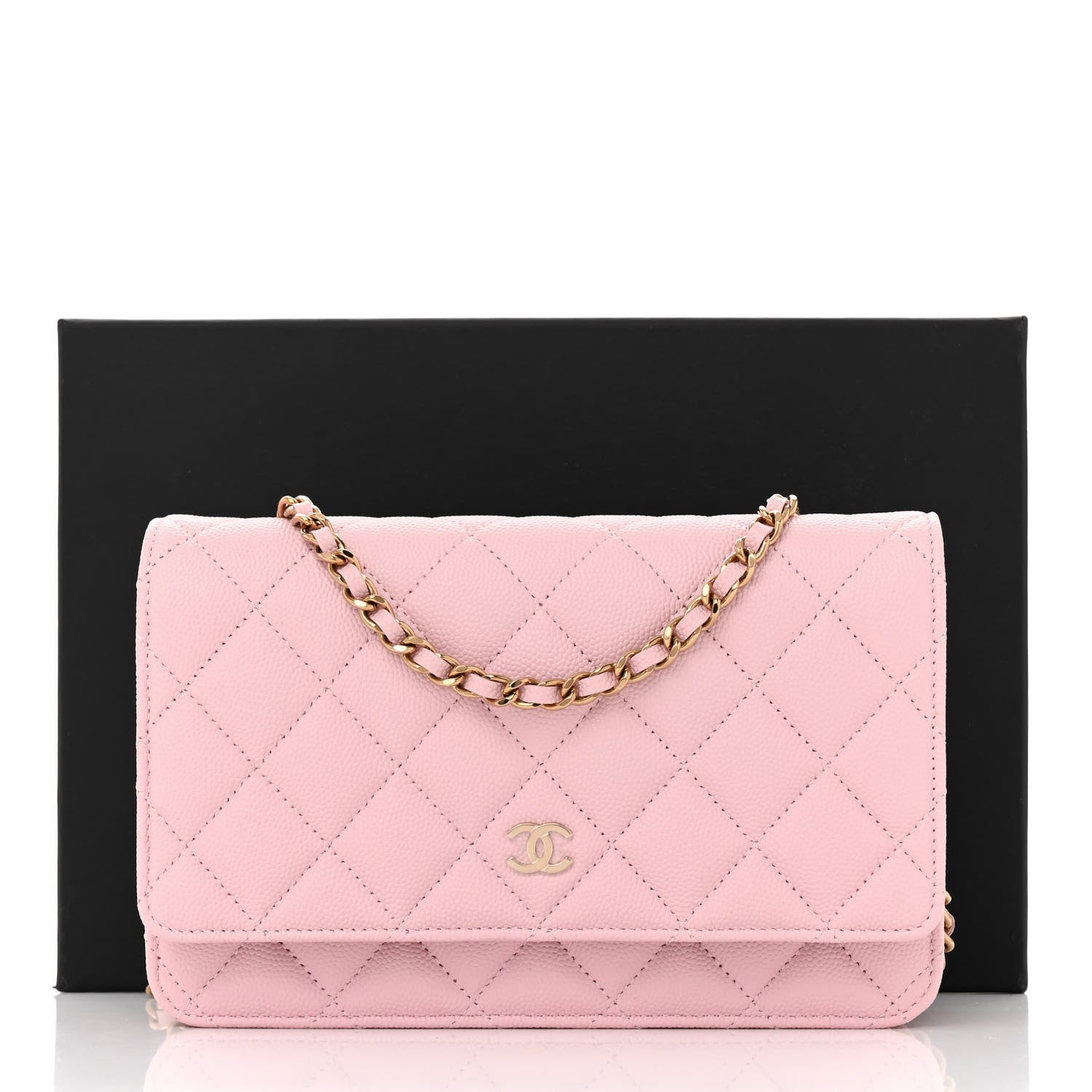 Chanel Caviar Quilted Wallet on Chain WOC Light Pink 11 of 11