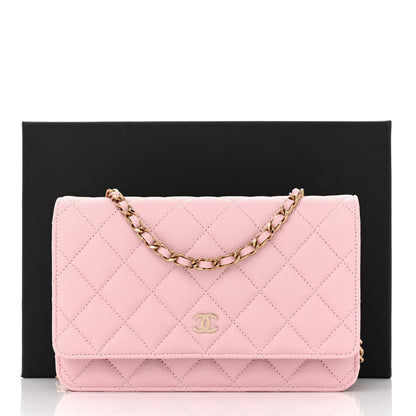 Chanel Caviar Quilted Wallet on Chain WOC Light Pink 11 of 11