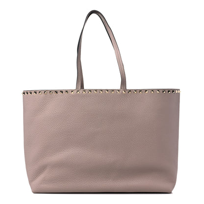 Valentino Garavani Grained Calfskin Rockstud Shoulder Tote Poudre 1 of 8