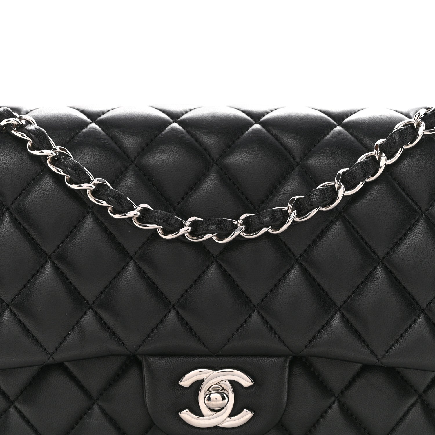 Chanel Lambskin Quilted Medium Double Flap Black 8 of 12