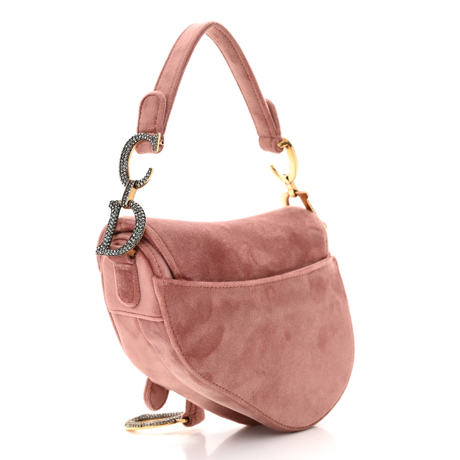 Christian Dior Velvet Crystal Mini Saddle Bag Pink 3 of 11