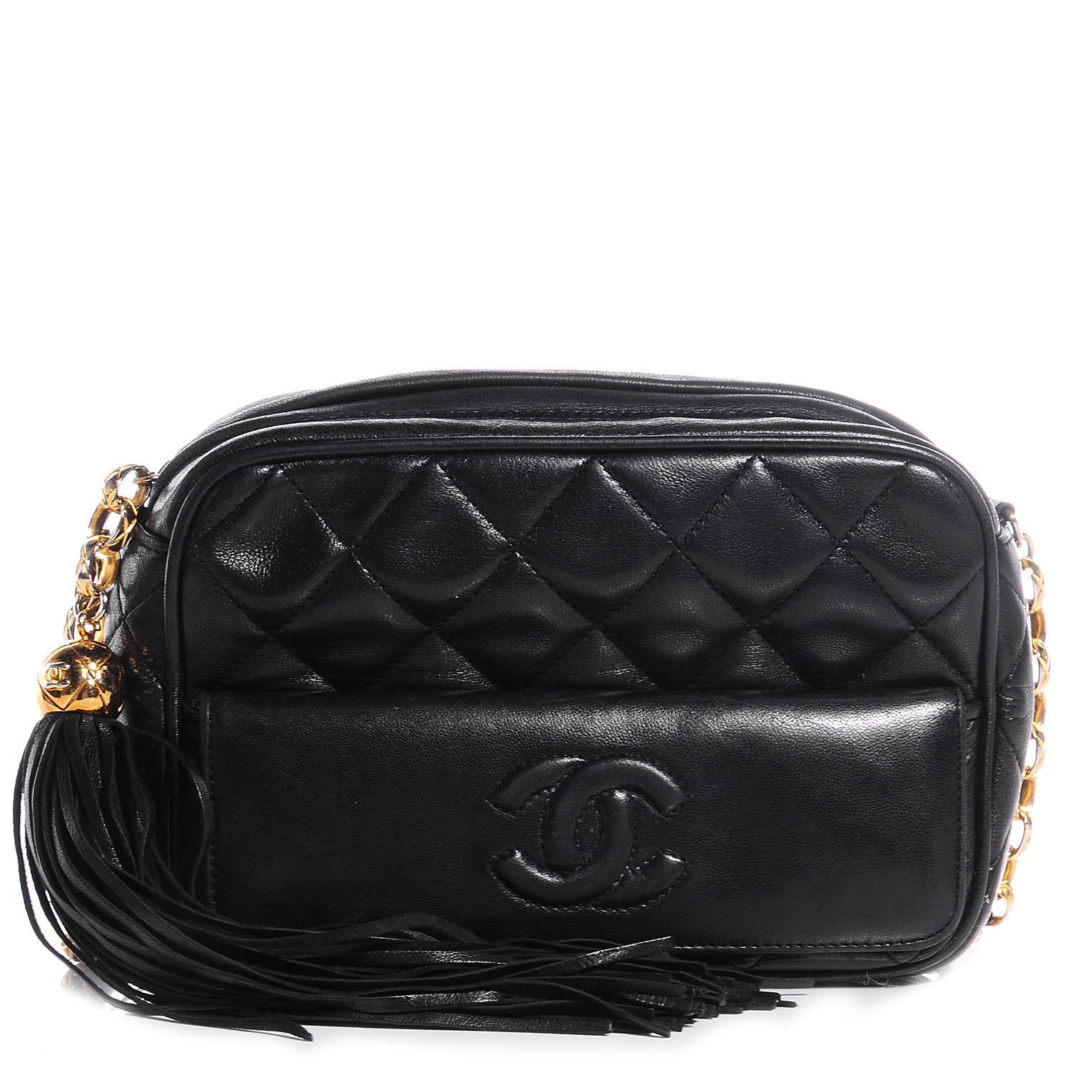 Chanel Lambskin Quilted Tassel Camera Case Black 1 of 7