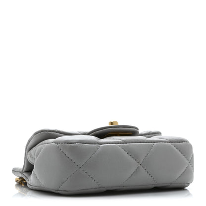Chanel Calfskin Quilted Lady Handle Flap Card Holder With Chain Grey 4 of 13