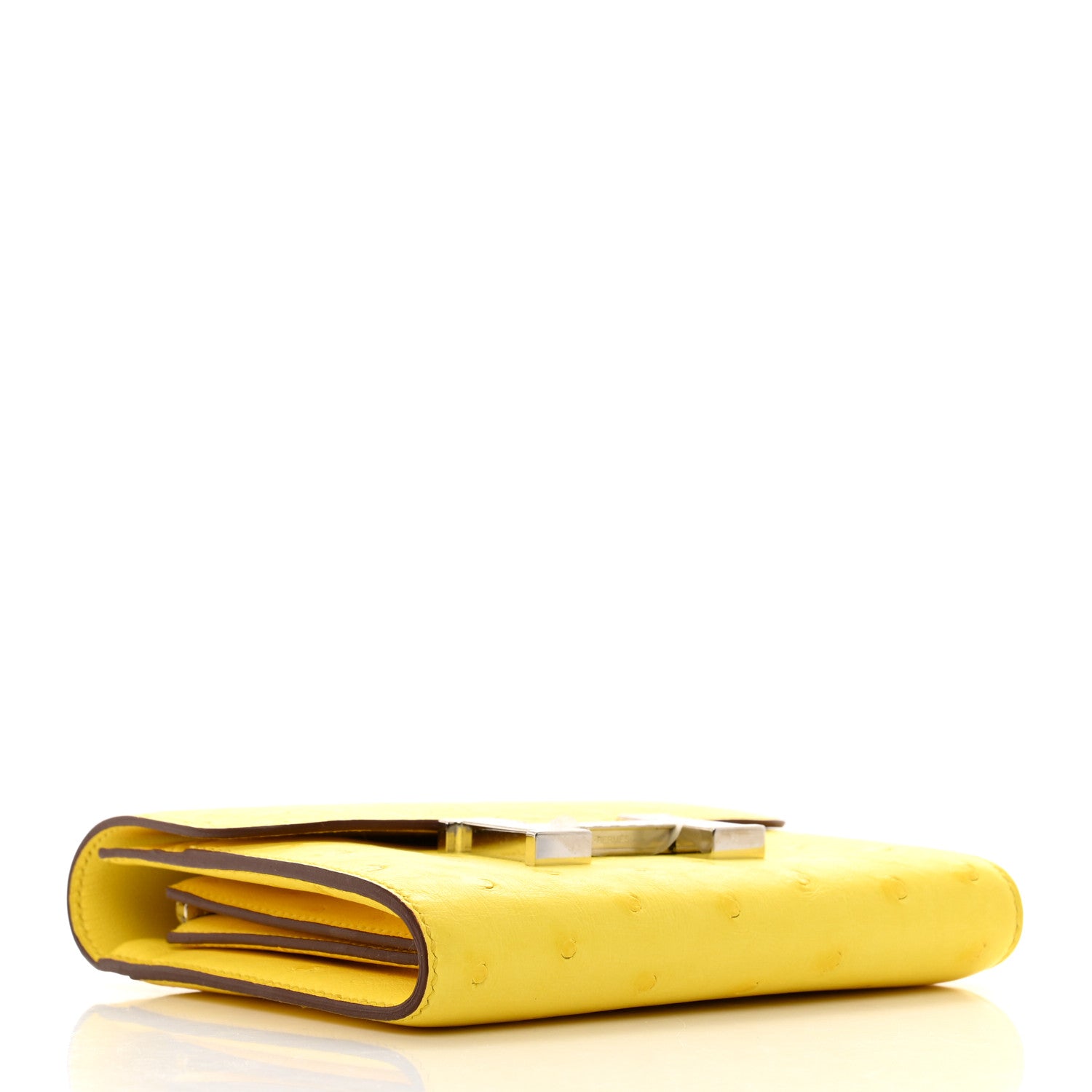 Hermes Ostrich Constance Short Wallet Jaune Citron 4 of 6