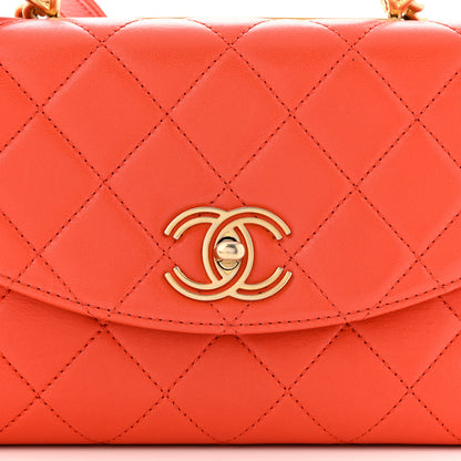 Chanel Lambskin Quilted Medium Trendy Spirit Top Handle Bag Orange 8 of 11