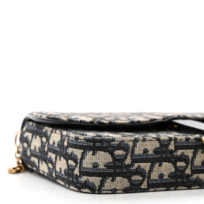 Christian Dior Oblique Saddle Chain Pouch Blue 9 of 11