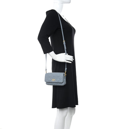 Christian Dior Supple Calfskin Cannage Caro Pouch with Chain Cloud Blue 2 of 10
