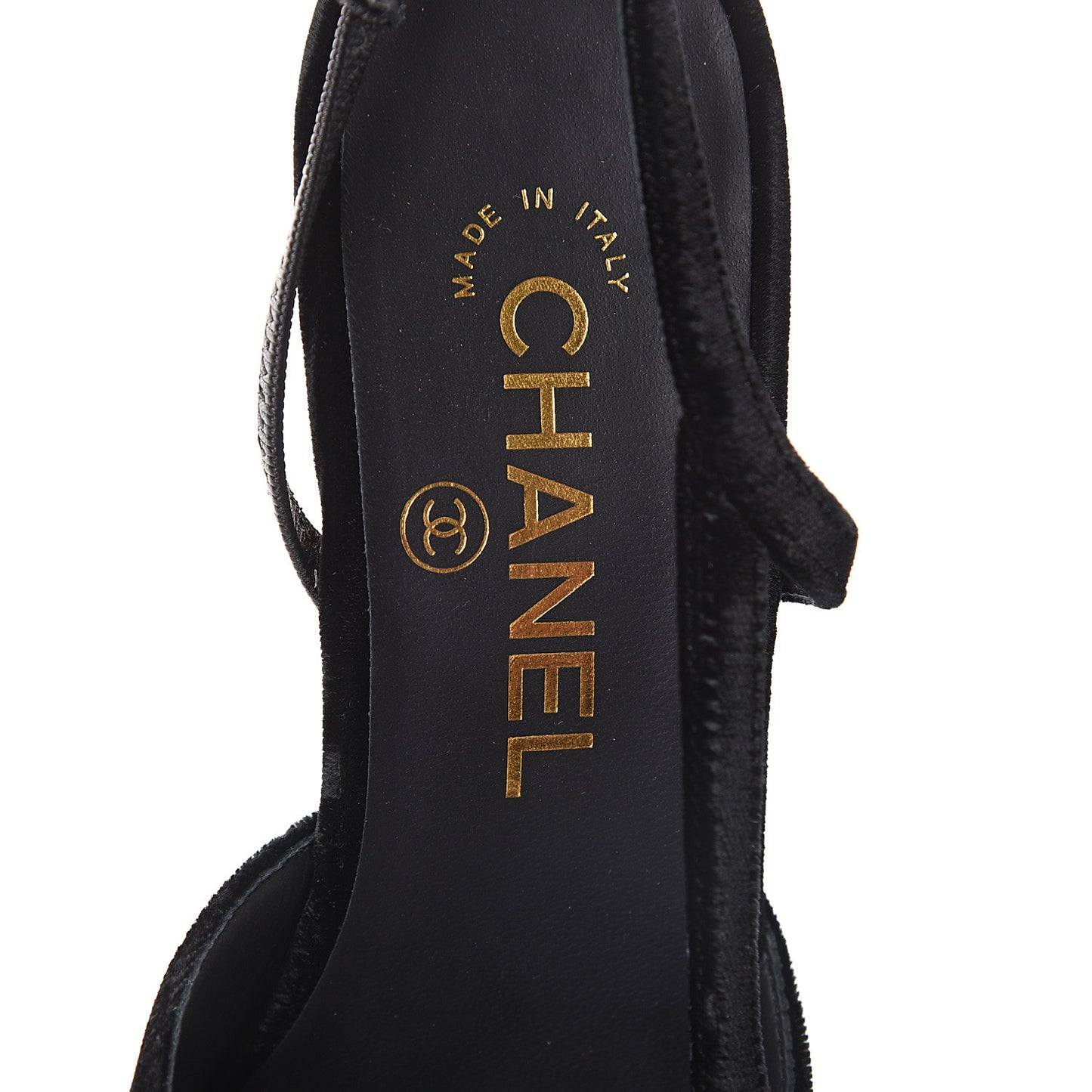 Velvet Grosgrain Cap Toe CC Slingback Pumps 36.5 Black