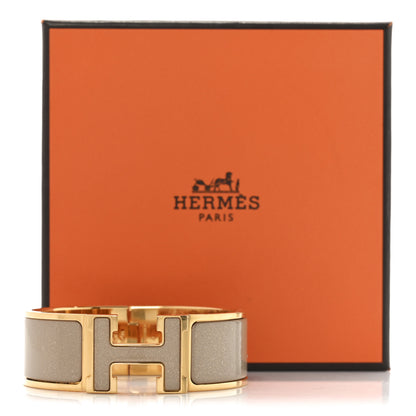 Hermes Enamel Glitter Wide Clic Clac H Bracelet PM  Marron Glace 5 of 5