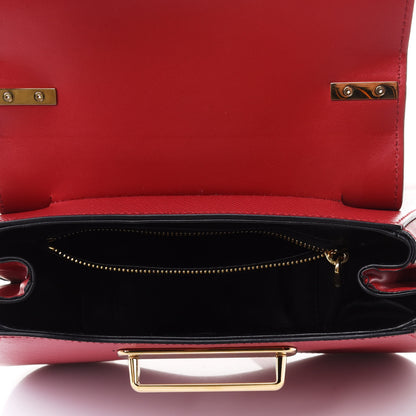 Prada Saffiano Lux Large Sidonie Top Handle Bag Fuoco 5 of 5