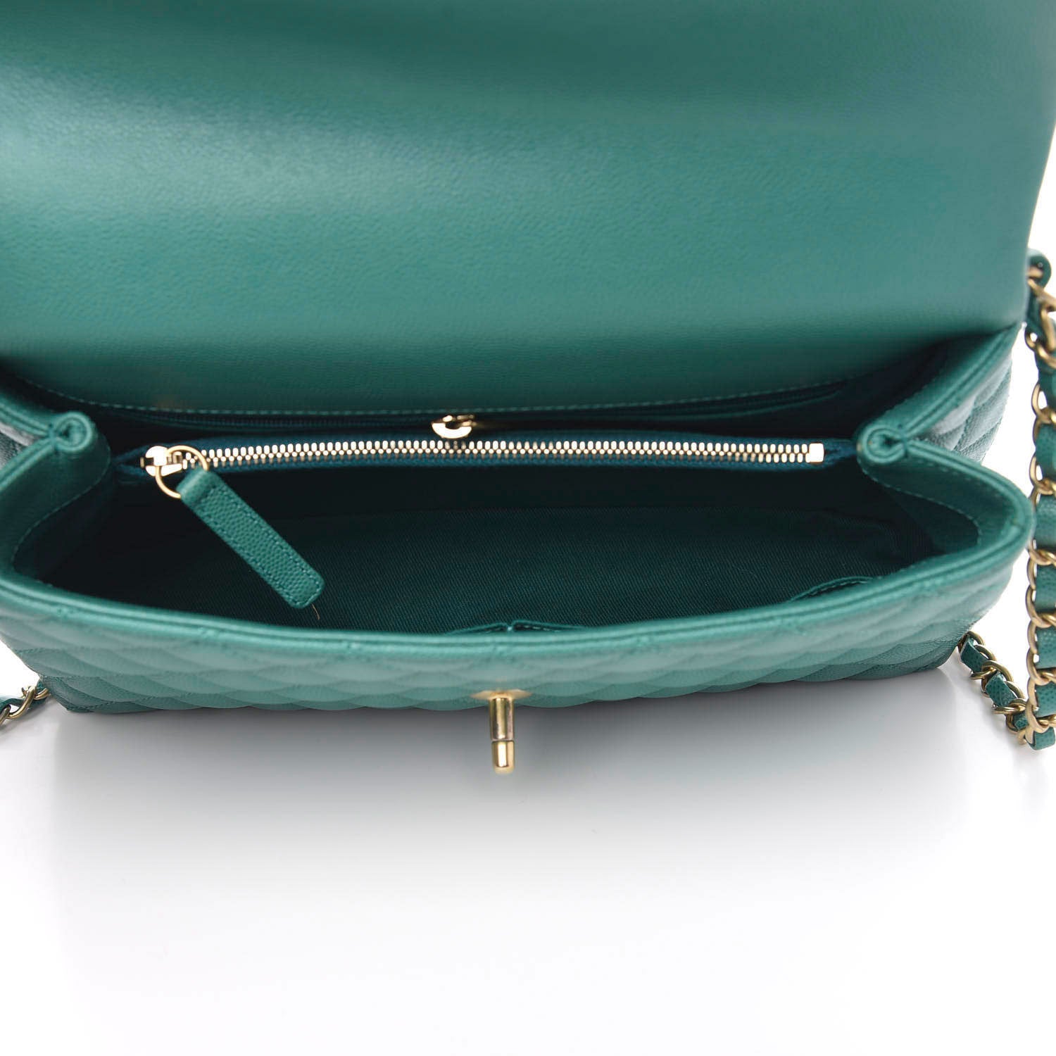 Chanel Caviar Lizard Quilted Small Coco Handle Flap Green 5 of 10