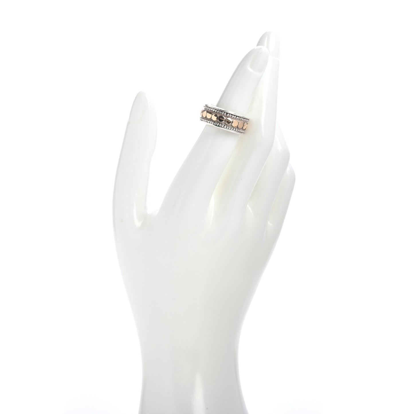 Sterling Silver 18K Yellow Gold Dot Band Ring 53 6.5