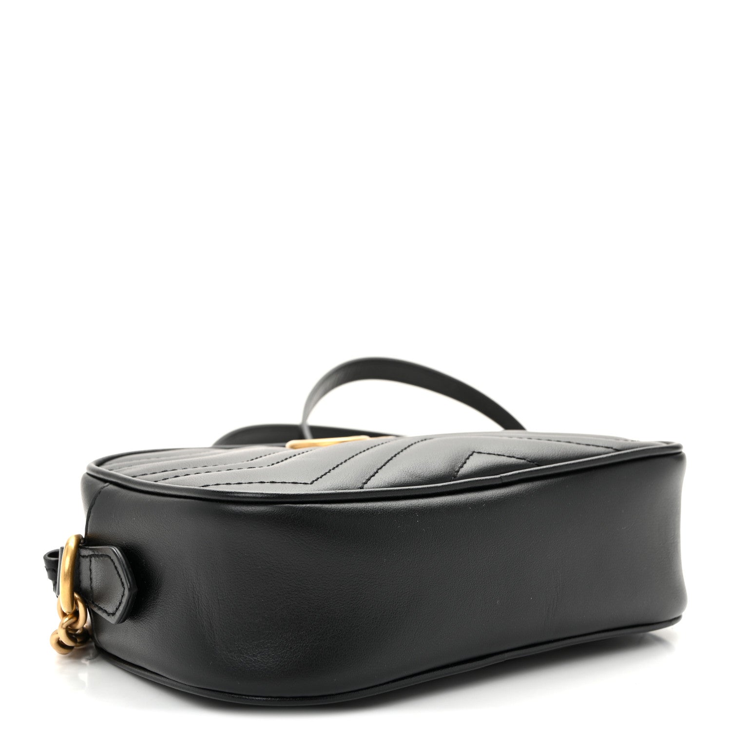 Gucci Calfskin Matelasse Mini GG Marmont Chain Shoulder Bag Black 4 of 10