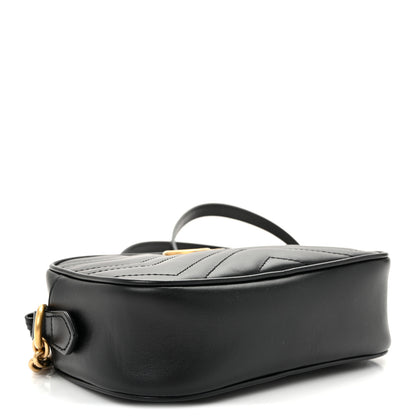 Gucci Calfskin Matelasse Mini GG Marmont Chain Shoulder Bag Black 4 of 10