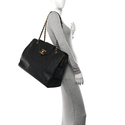 Chanel Calfskin Stitched XL Weekender Black 2 of 15