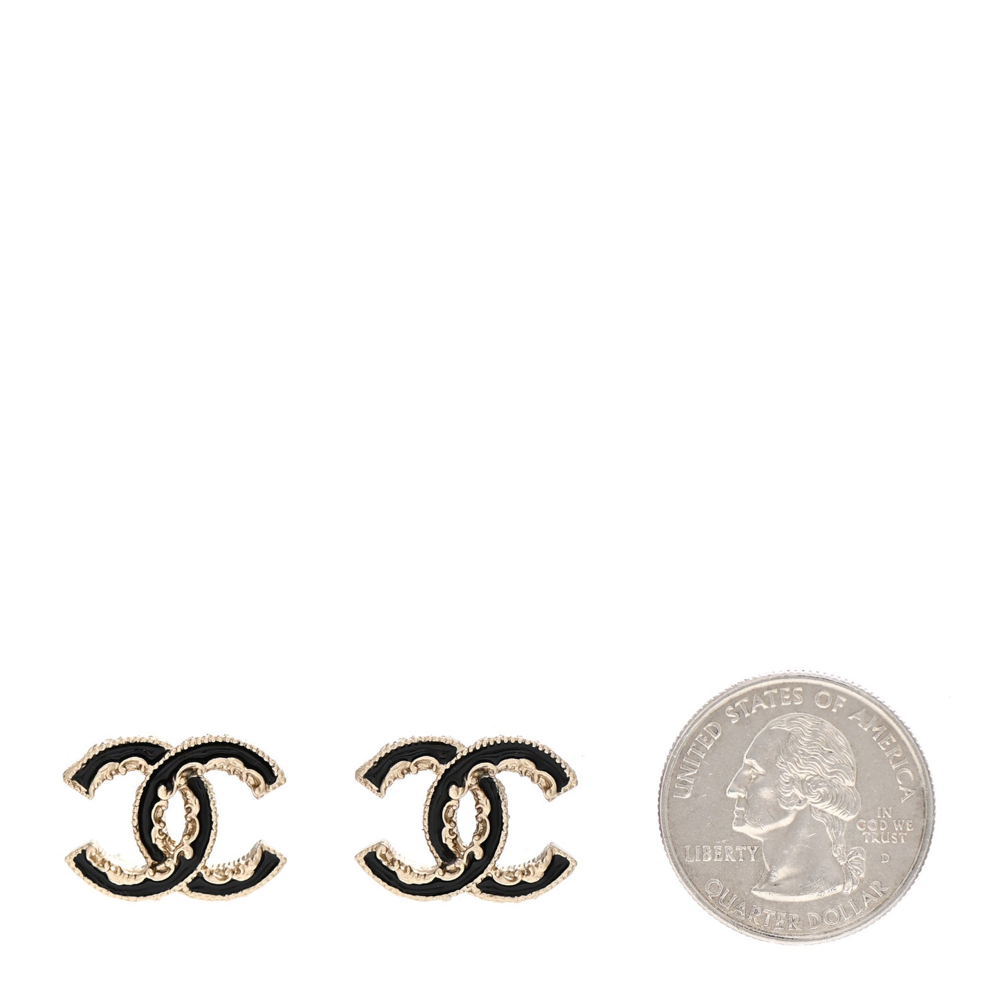 Enamel CC Baroque Earrings Black Gold