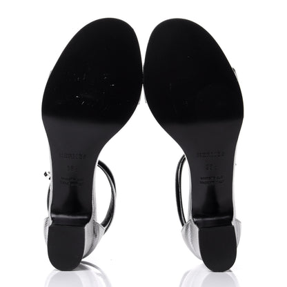 Hermes Metallic Epsom Manege Sandals 36.5 Gris Argente 7 of 10