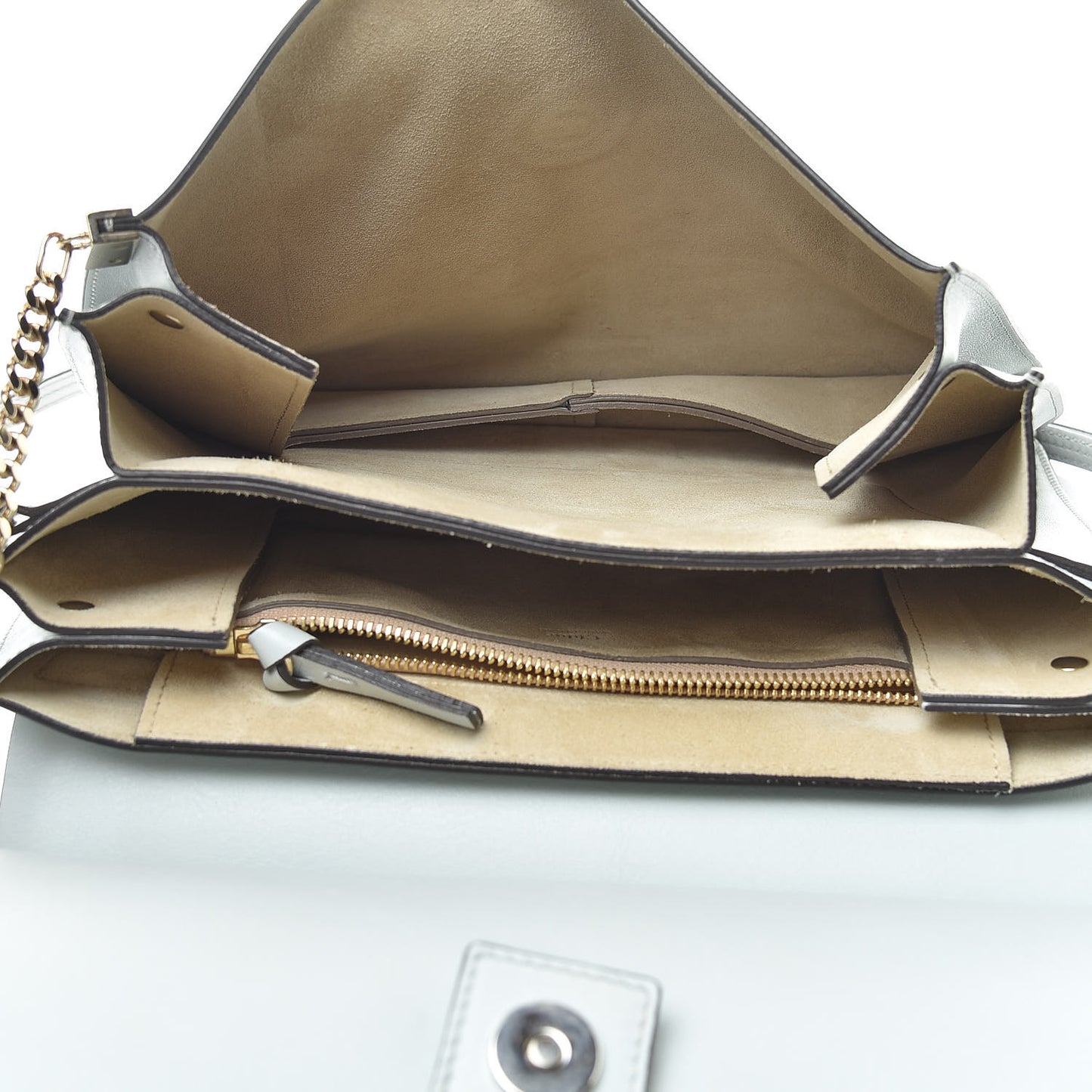 Calfskin Suede Medium Faye Shoulder Bag Airy Grey